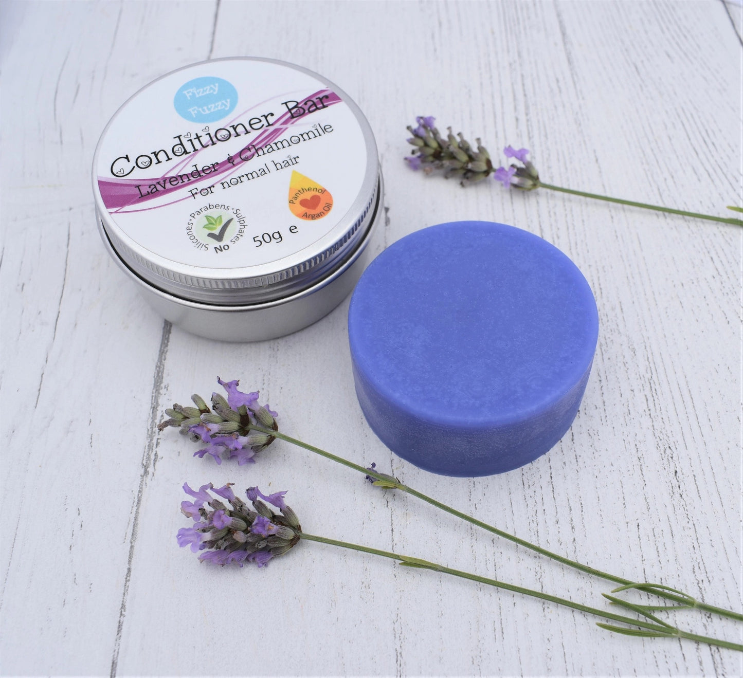 Handmade Solid Conditioner Bar in Tin. Lavender & Chamomile.