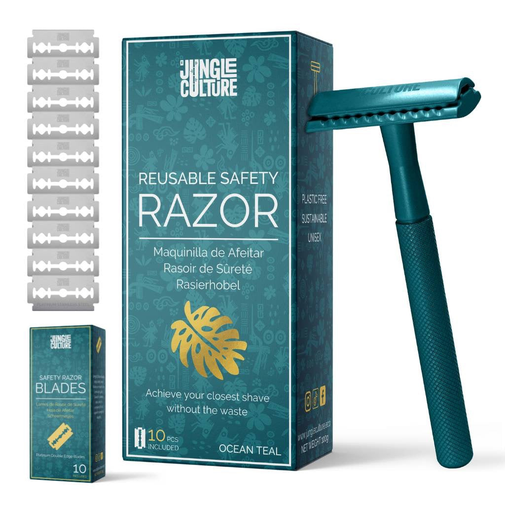 Reusable Metal Safety Razors - Includes 10x Razor Blades