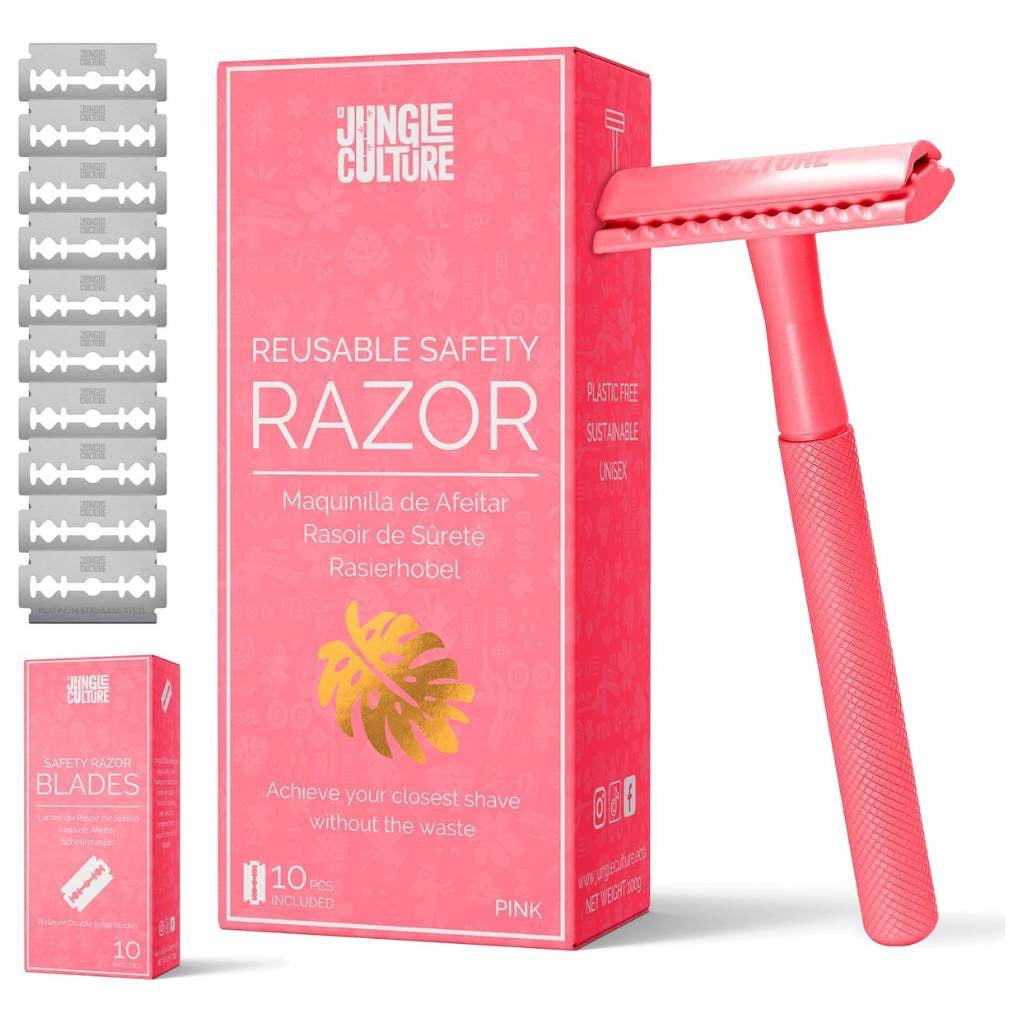 Reusable Metal Safety Razors - Includes 10x Razor Blades