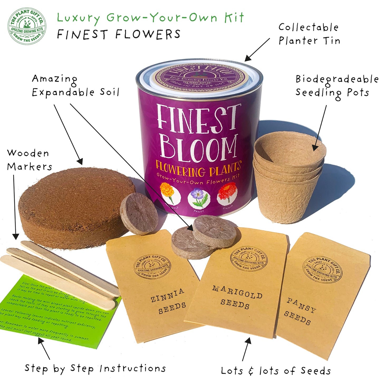 Finest Blooms. Eco Grow Your Own Flowers Gardening Kit.