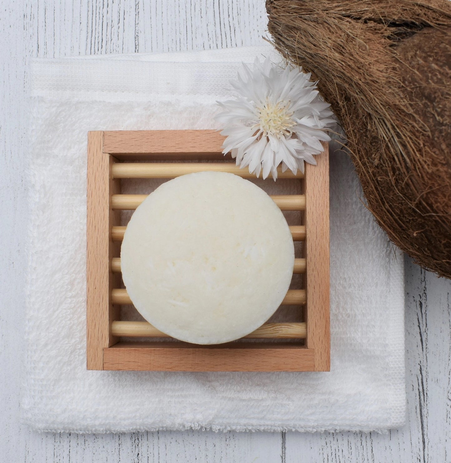 Handmade Solid Shampoo Bar in Tin. Coconut & Shea Butter