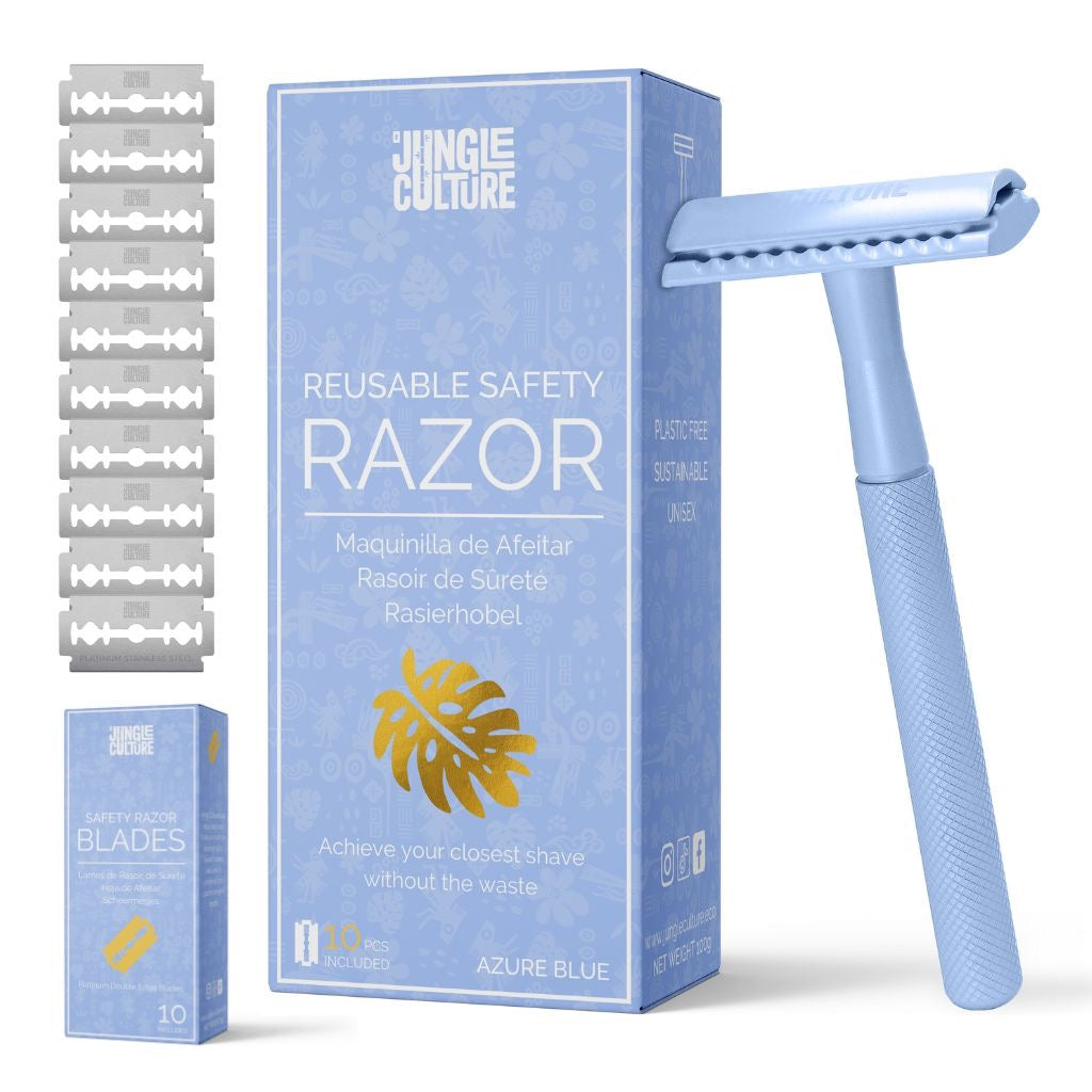Reusable Metal Safety Razors - Includes 10x Razor Blades