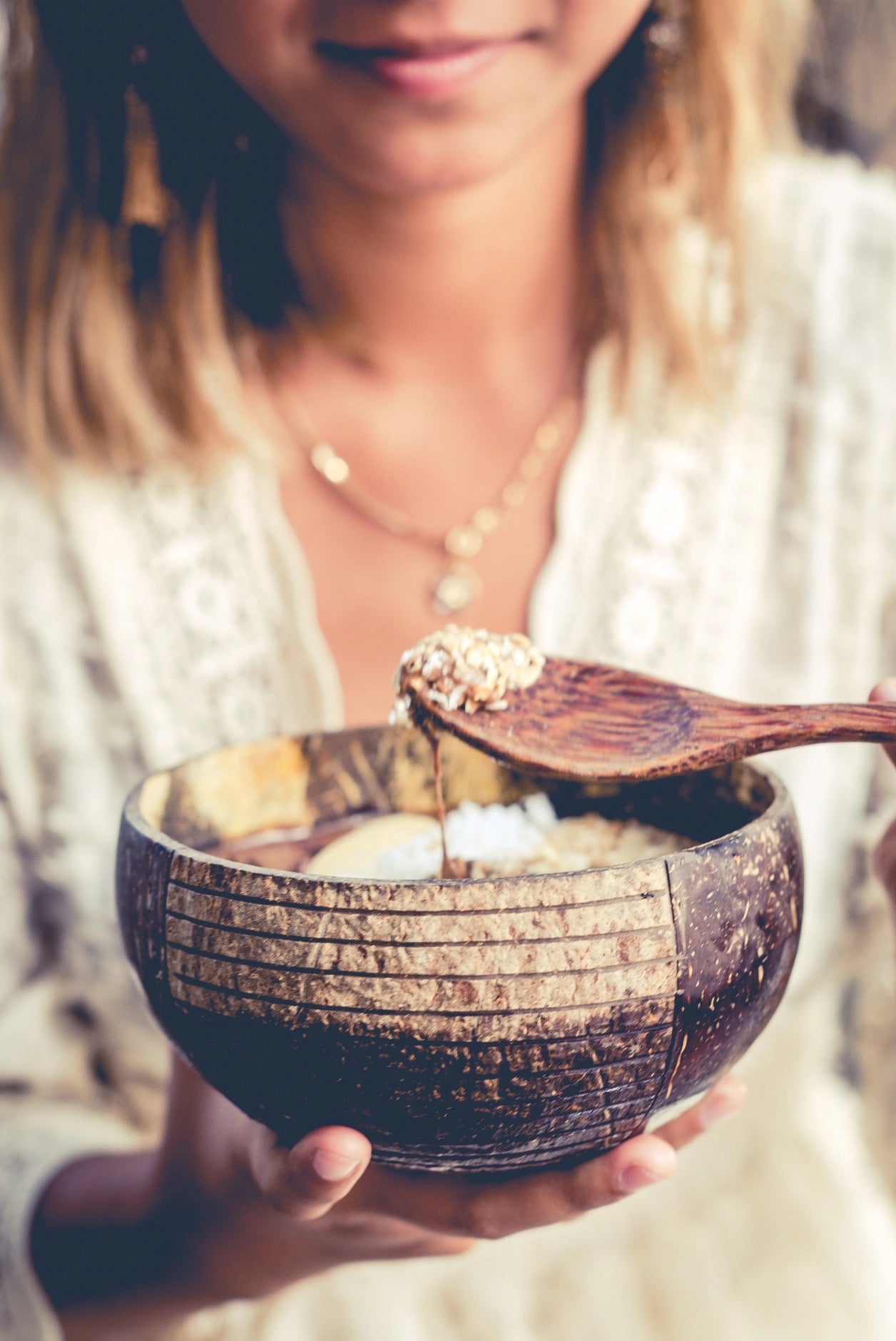 Coconut Bowls - Jumbo Bowl & Spoon Combo (Striped)