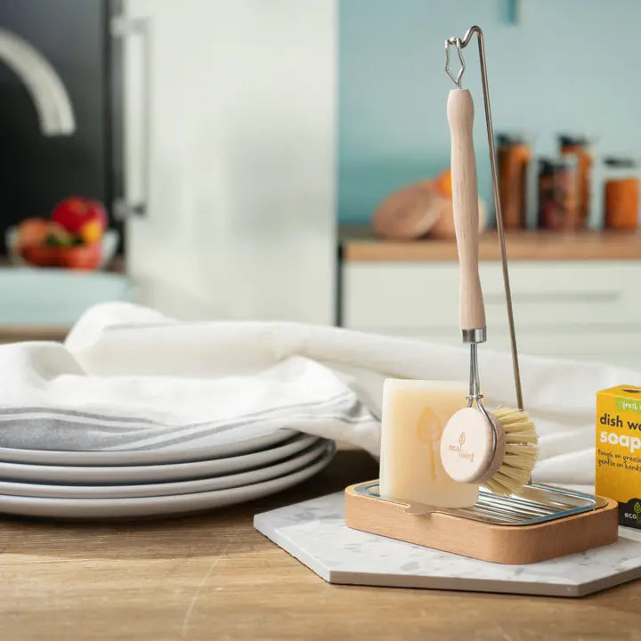 Dish Brush Holder | FSC Beech & Stainless Steel
