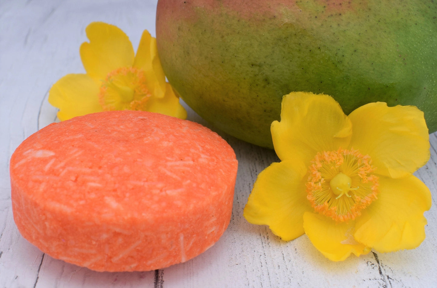 Handmade Solid Shampoo Bar in Tin. Mango. For Normal Hair.