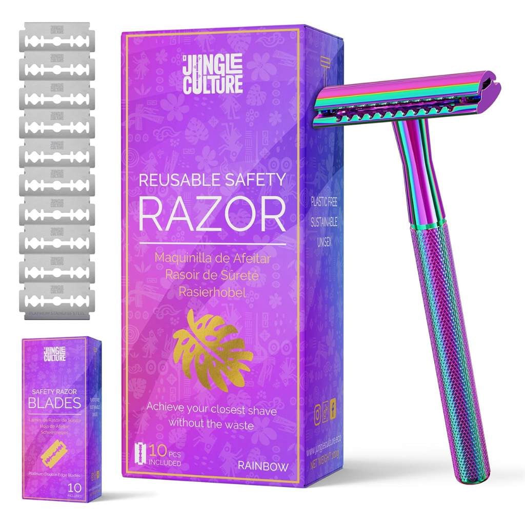 Reusable Metal Safety Razors - Includes 10x Razor Blades