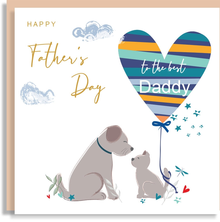 Father's Day Card - Daddy Love Heart and Dogs