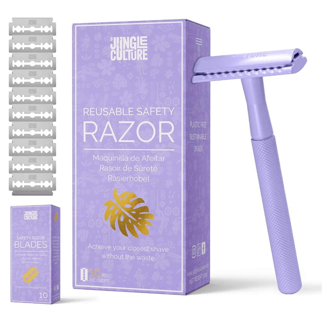 Reusable Metal Safety Razors - Includes 10x Razor Blades