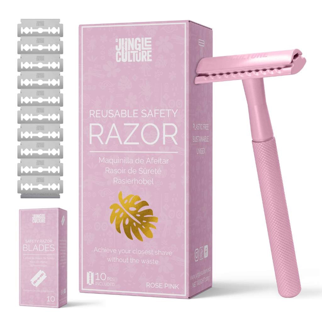 Reusable Metal Safety Razors - Includes 10x Razor Blades