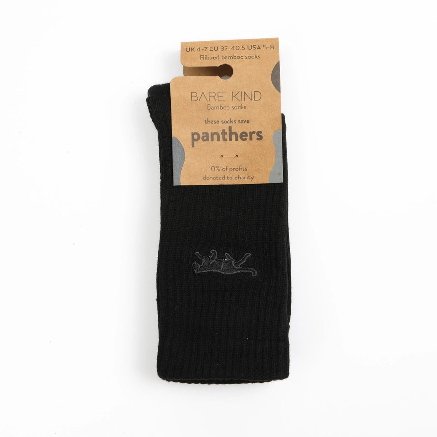 Black Panther Socks | Ribbed Bamboo Socks | Black Socks
