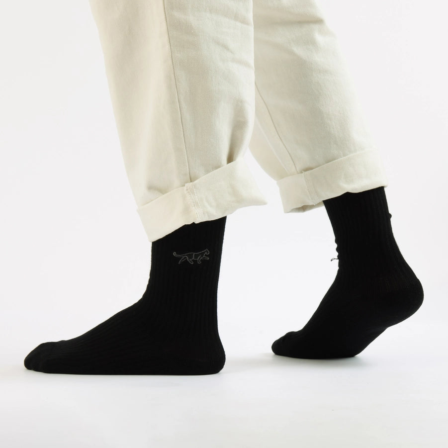 Black Panther Socks | Ribbed Bamboo Socks | Black Socks