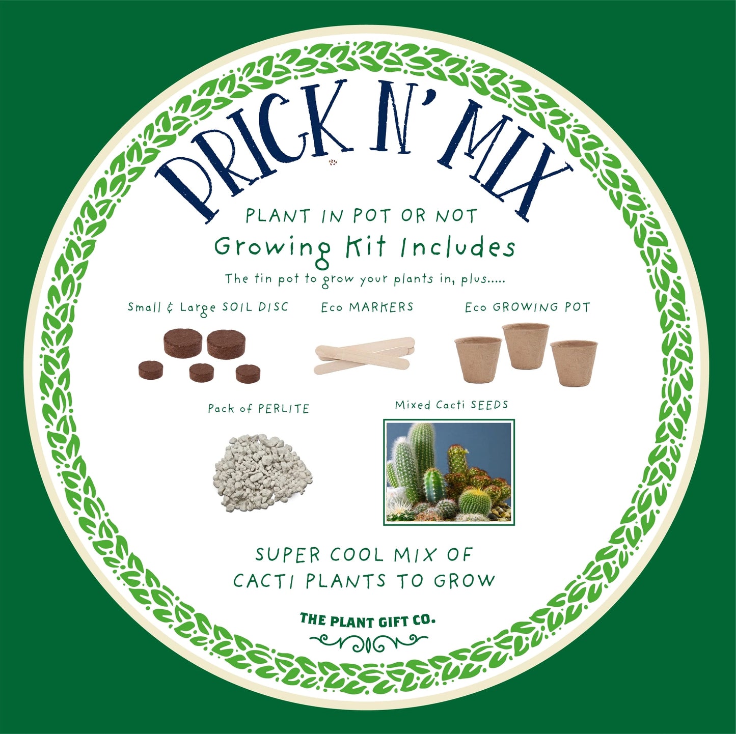 Prick N Mix. Eco Grow Your Own Cactus, Gardening Kit