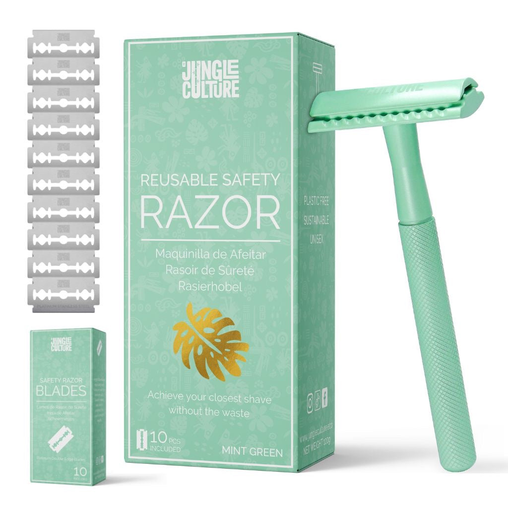 Reusable Metal Safety Razors - Includes 10x Razor Blades