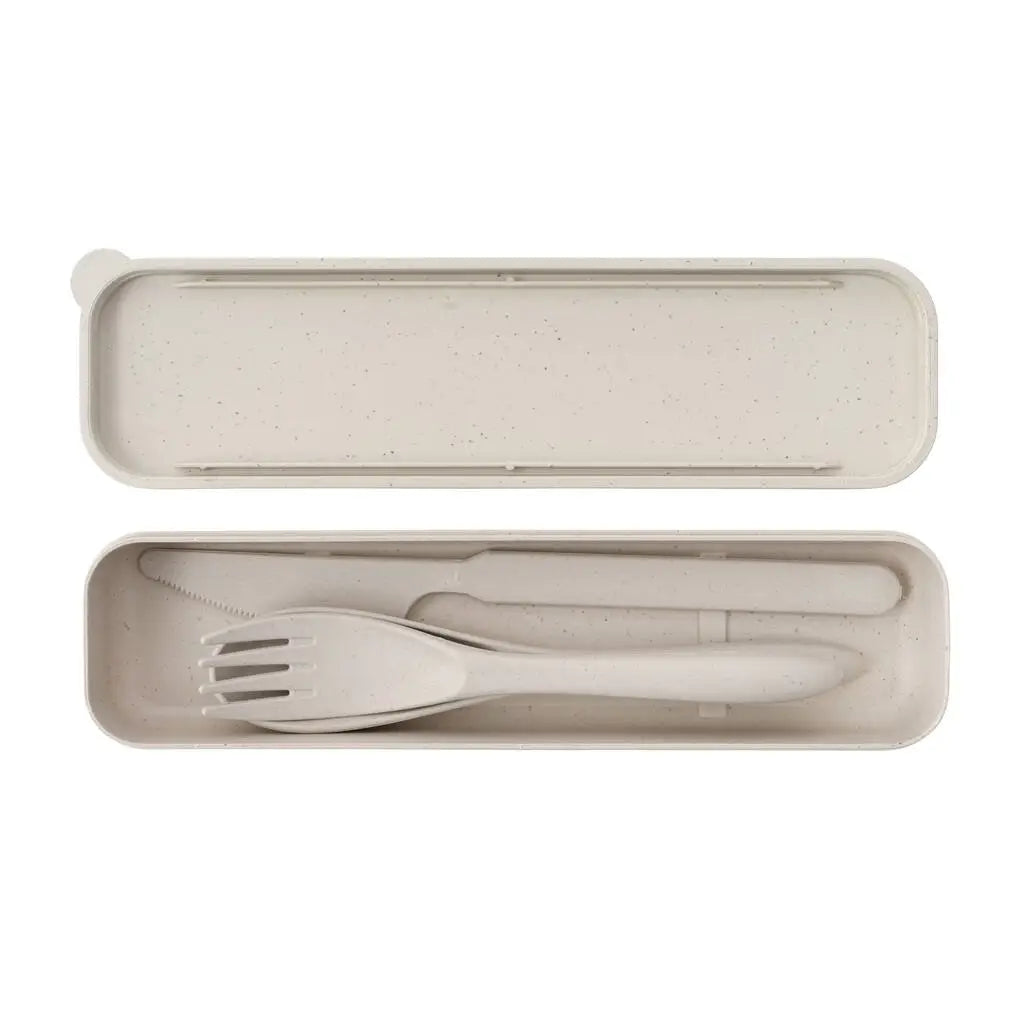 Eco Friendly Biege Wheat Travel Cutlery Set