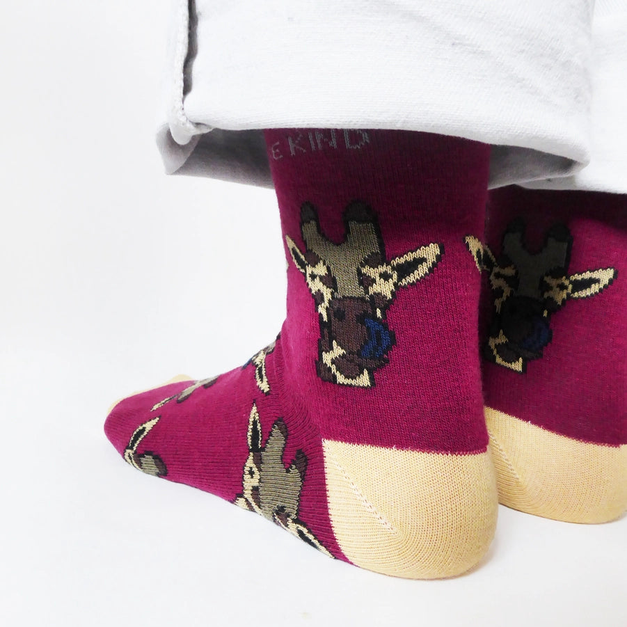 Giraffe Socks | Bamboo Socks | Maroon Socks | African Socks