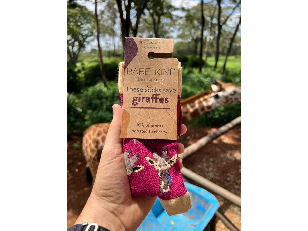 Giraffe Socks | Bamboo Socks | Maroon Socks | African Socks
