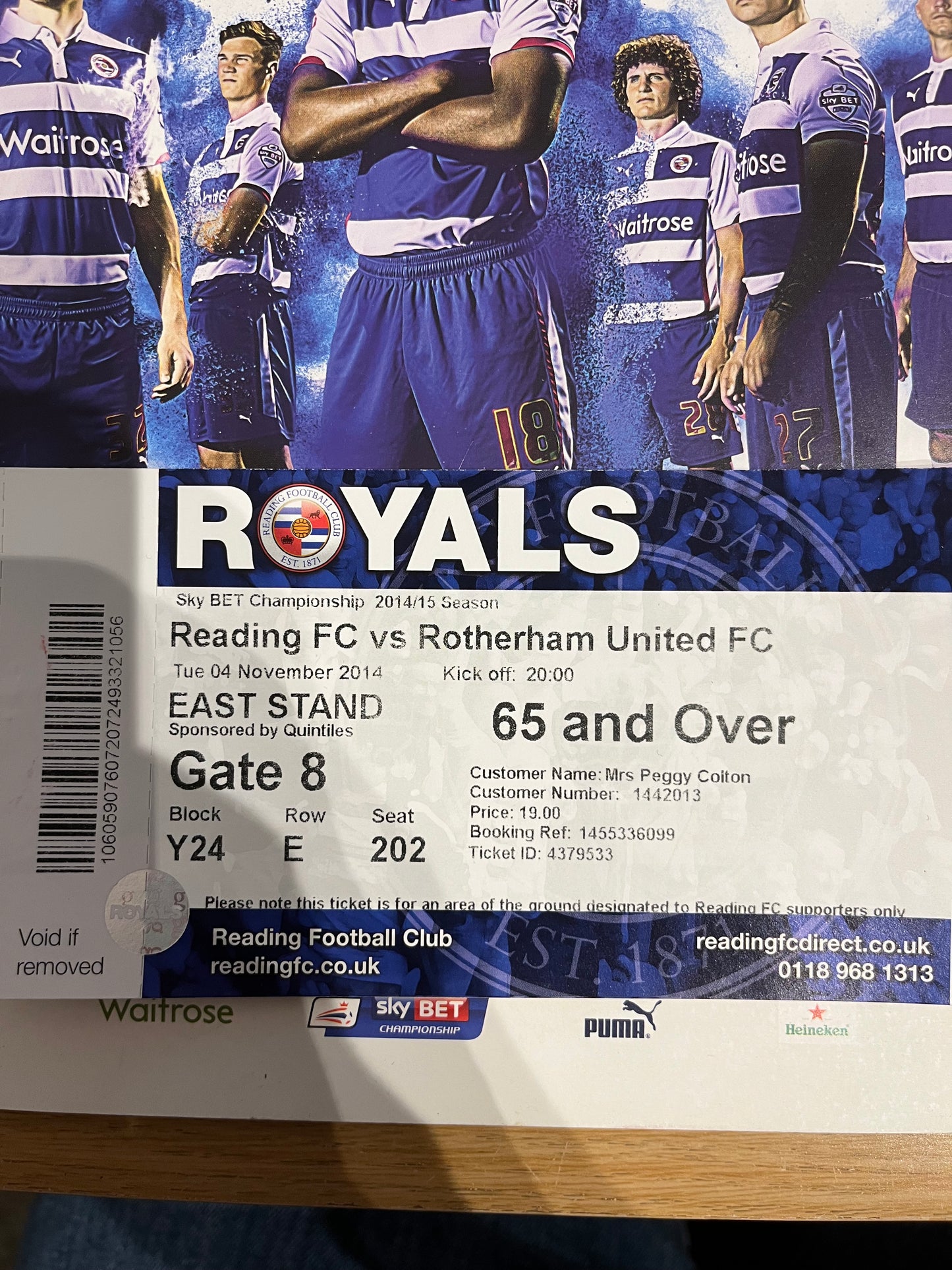 Reading FC vs Rotherham United Programme - 4th November 2014