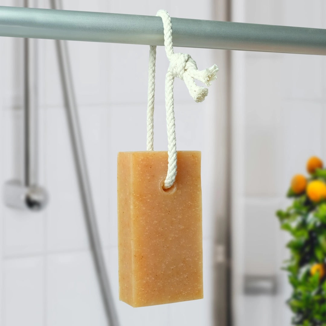 Orange & Grapefruit Natural Soap On A Rope Bar