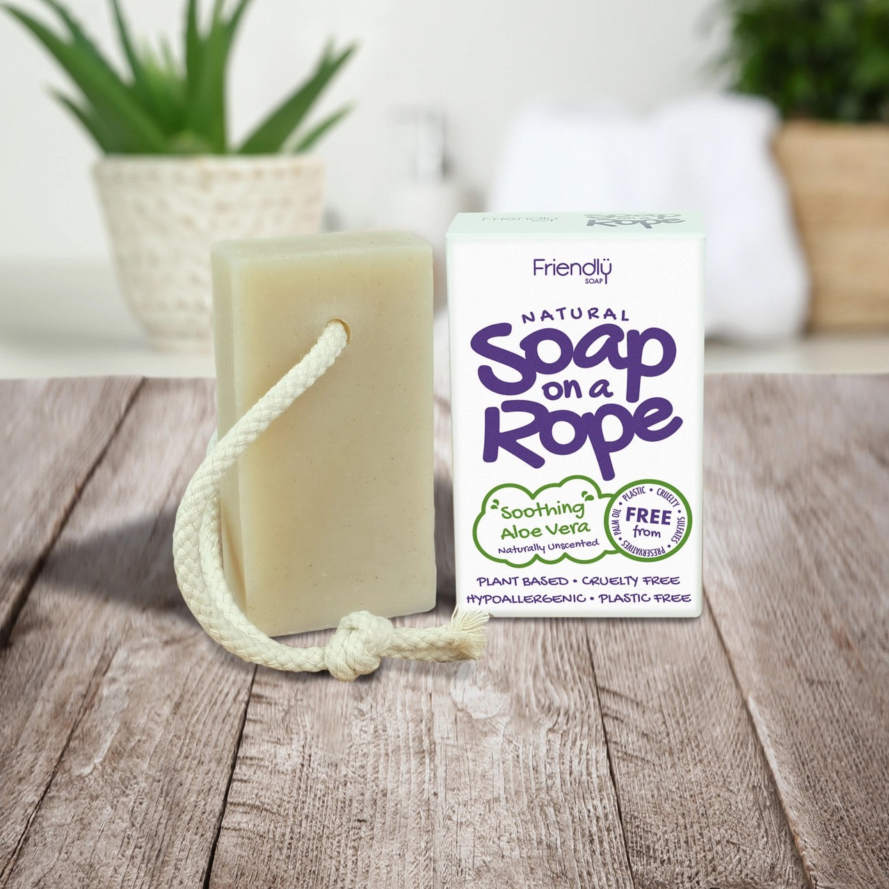 Aloe Vera Natural Soap On A Rope Bar