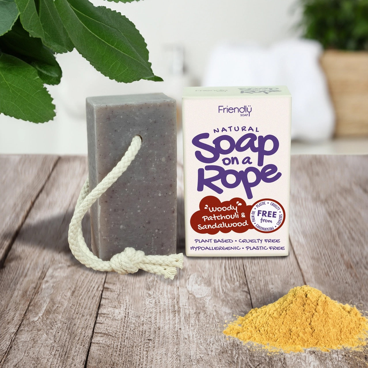 Patchouli & Sandalwood Natural Soap On A Rope Bar