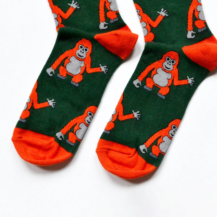 Orangutan Socks | Bamboo Socks | Green Socks | Borneo Socks