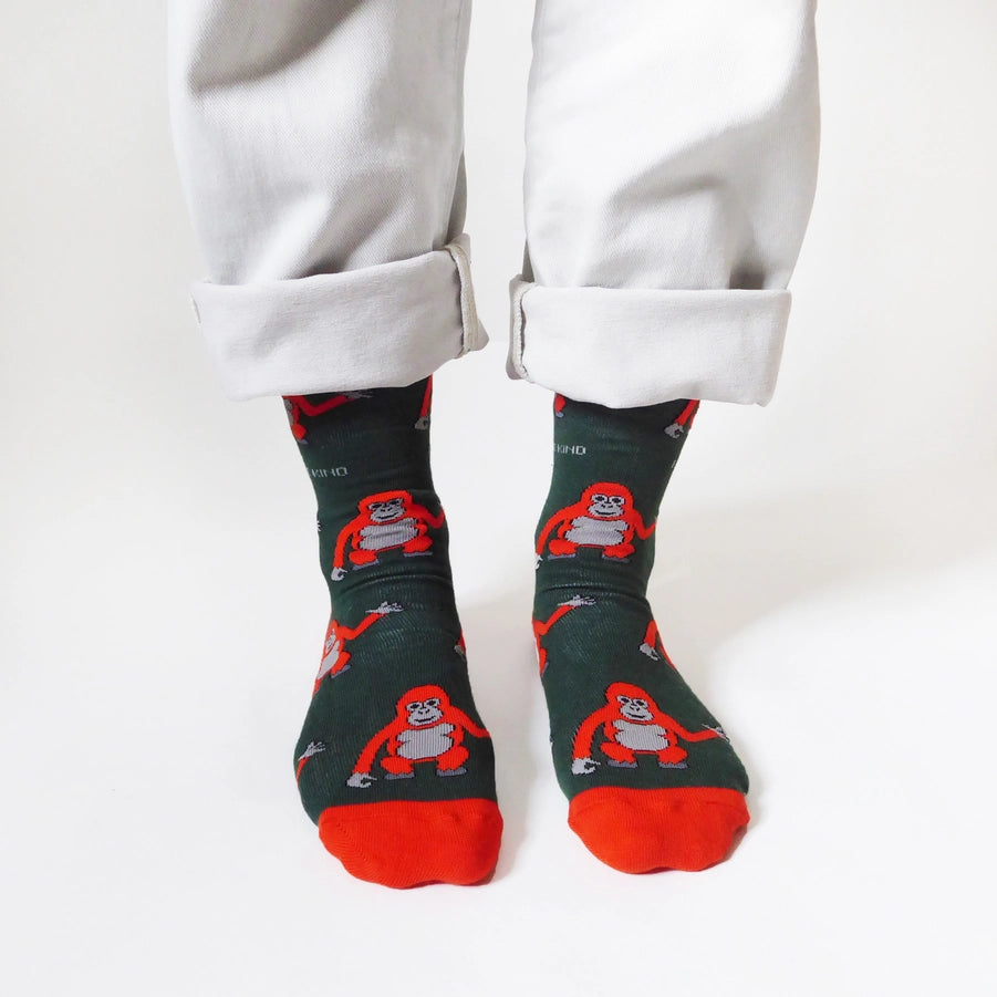 Orangutan Socks | Bamboo Socks | Green Socks | Borneo Socks