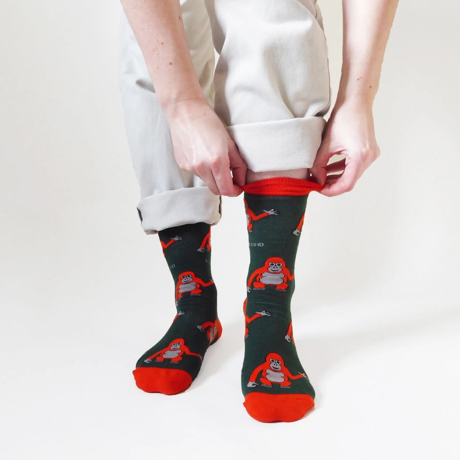 Orangutan Socks | Bamboo Socks | Green Socks | Borneo Socks