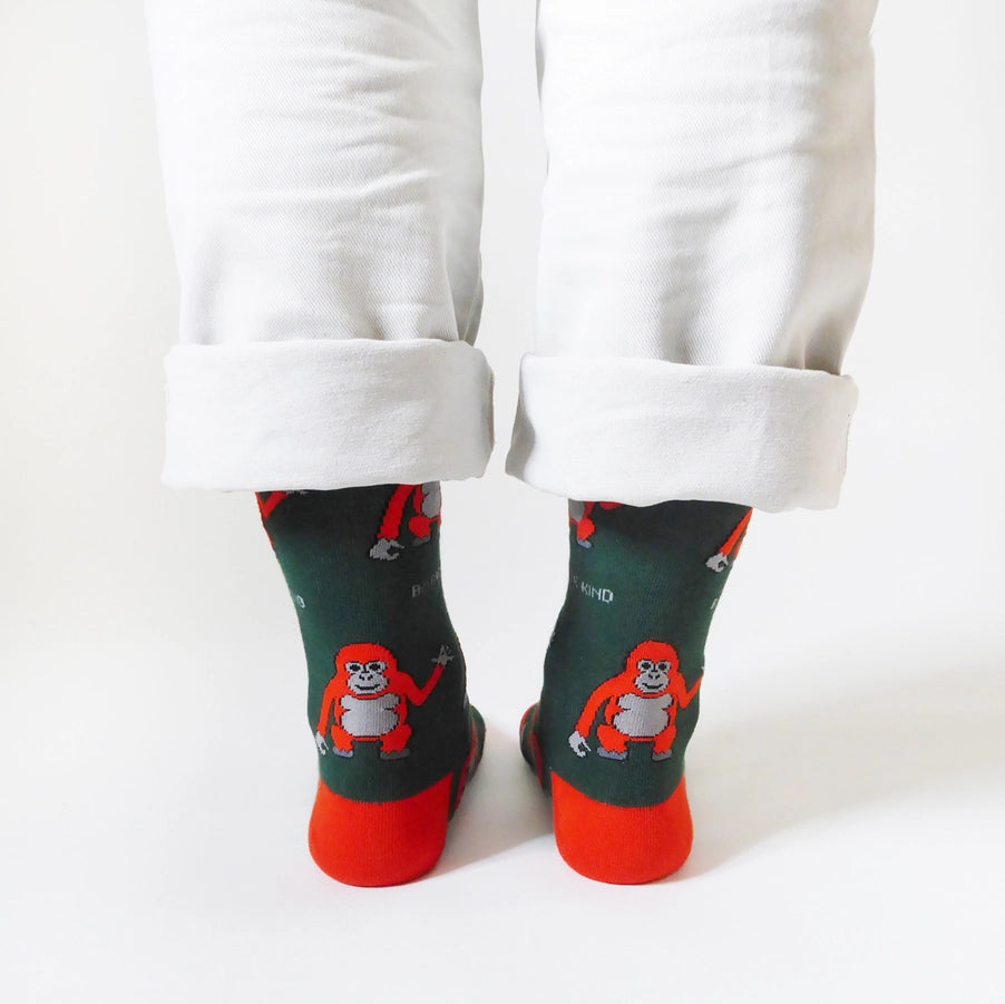 Orangutan Socks | Bamboo Socks | Green Socks | Borneo Socks
