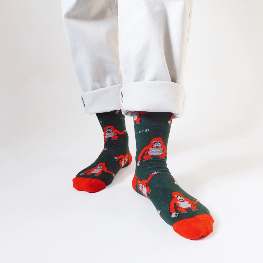 Orangutan Socks | Bamboo Socks | Green Socks | Borneo Socks