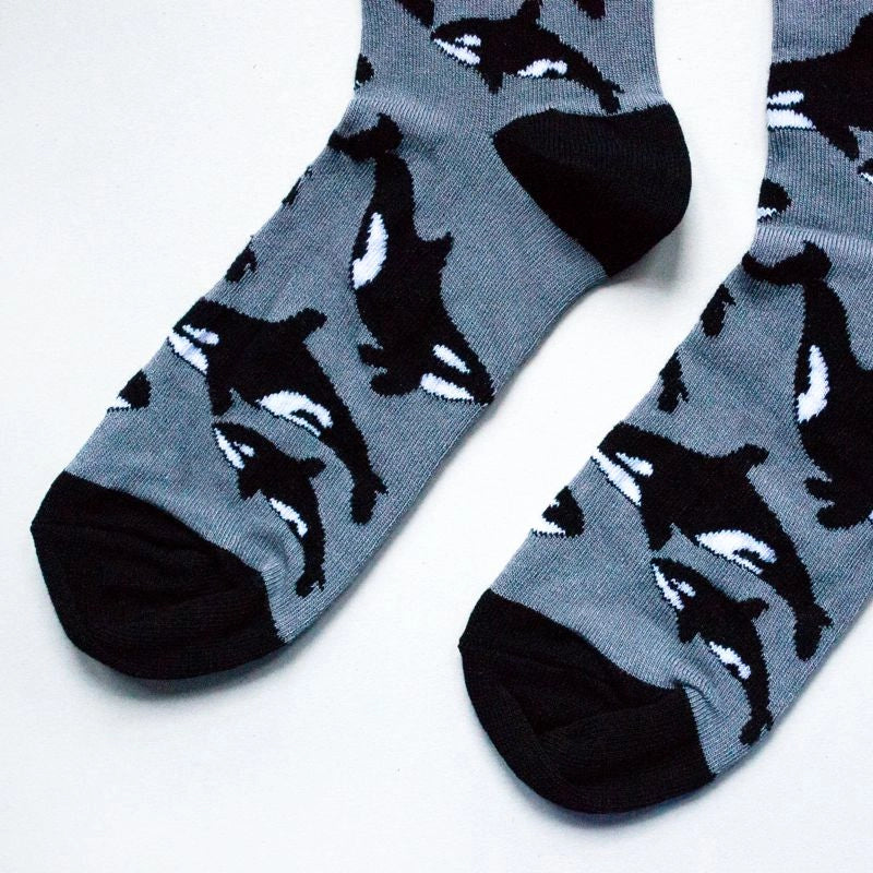 Orca Socks | Bamboo Socks | Grey Socks | Ocean Socks