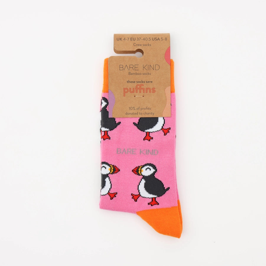 Puffin Socks | Bamboo Socks | Pink Socks | Atlantic Socks
