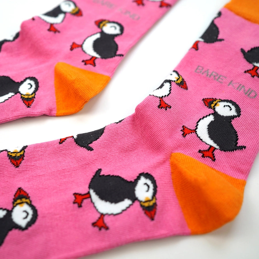 Puffin Socks | Bamboo Socks | Pink Socks | Atlantic Socks