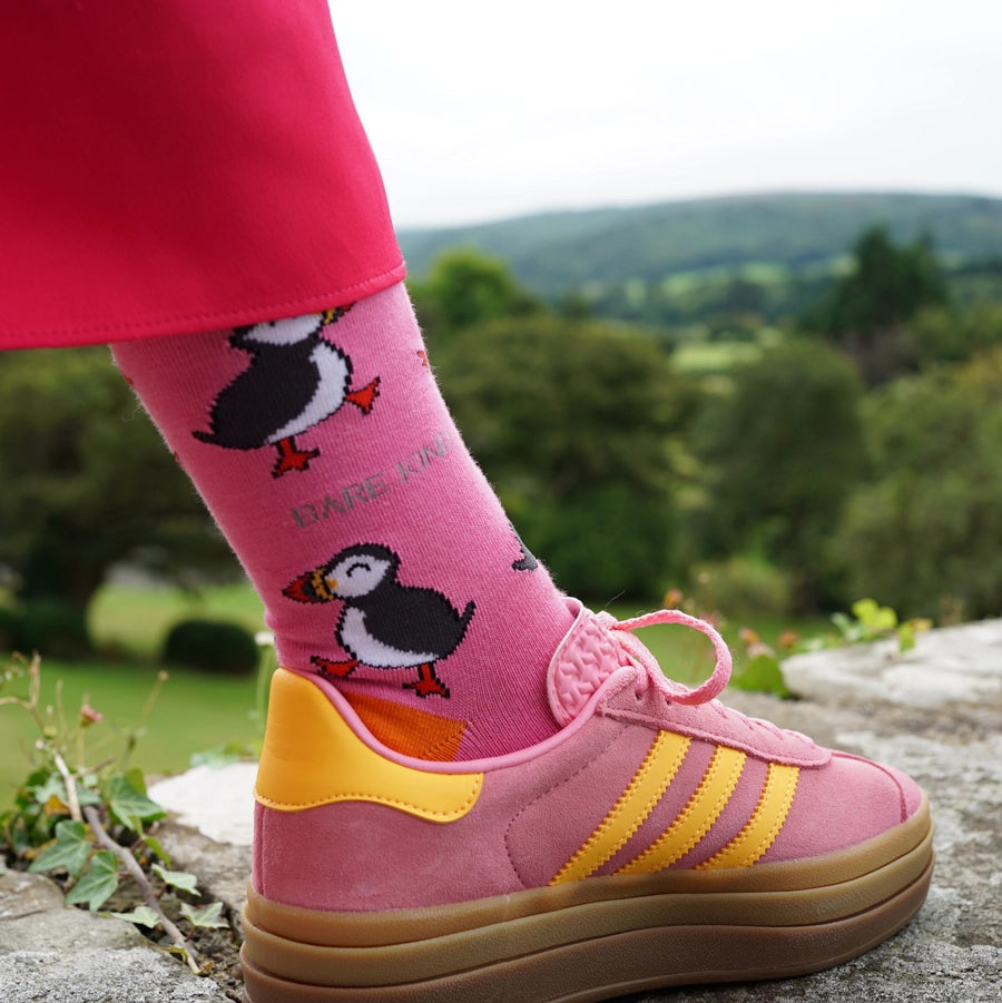 Puffin Socks | Bamboo Socks | Pink Socks | Atlantic Socks
