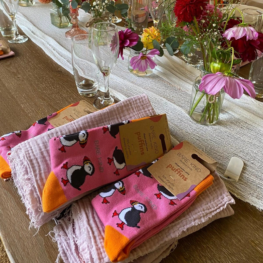 Puffin Socks | Bamboo Socks | Pink Socks | Atlantic Socks