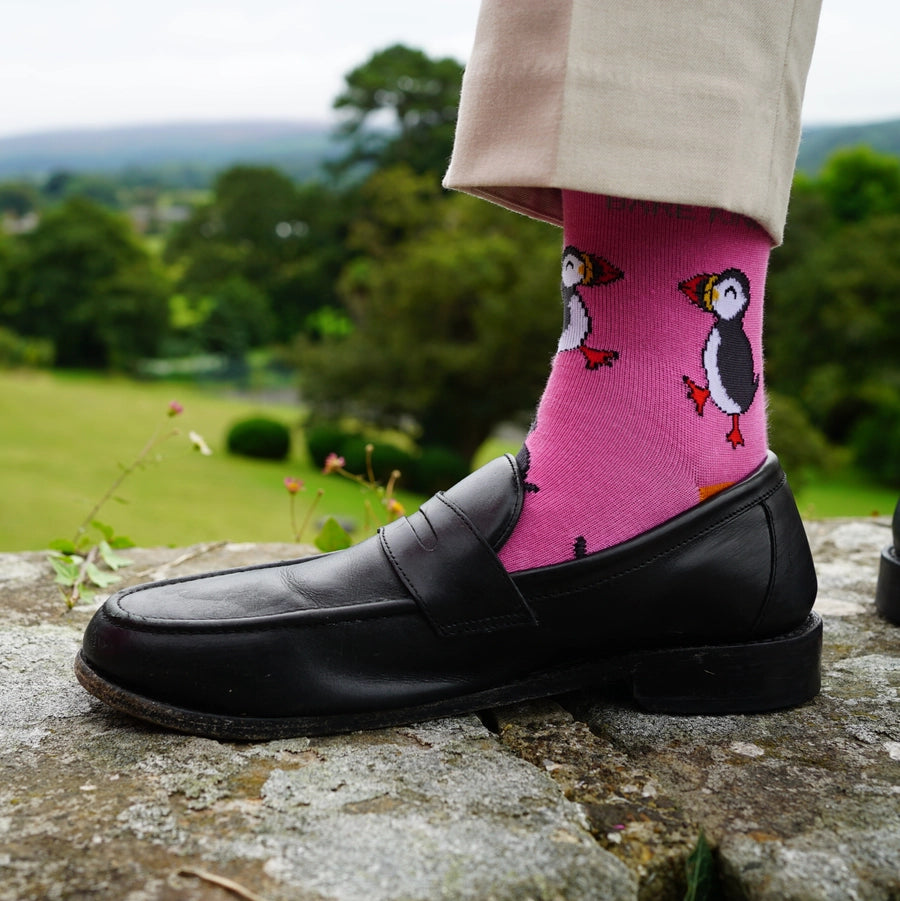 Puffin Socks | Bamboo Socks | Pink Socks | Atlantic Socks