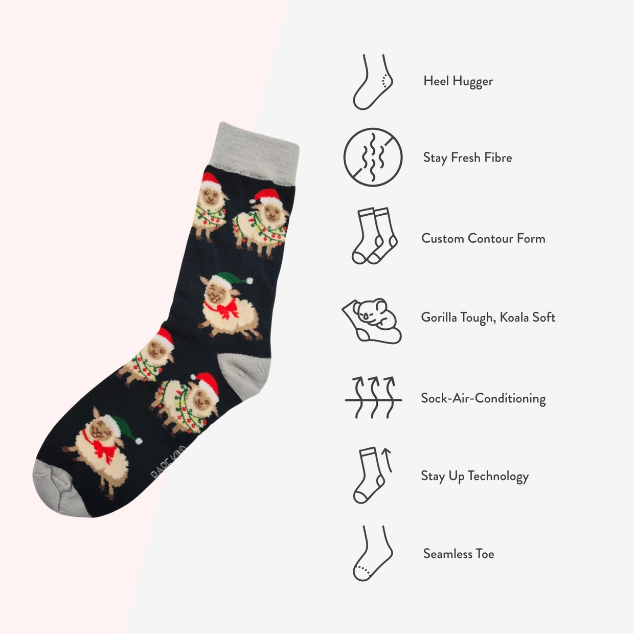 Christmas Sheep Socks | Festive Green Bamboo Socks UK