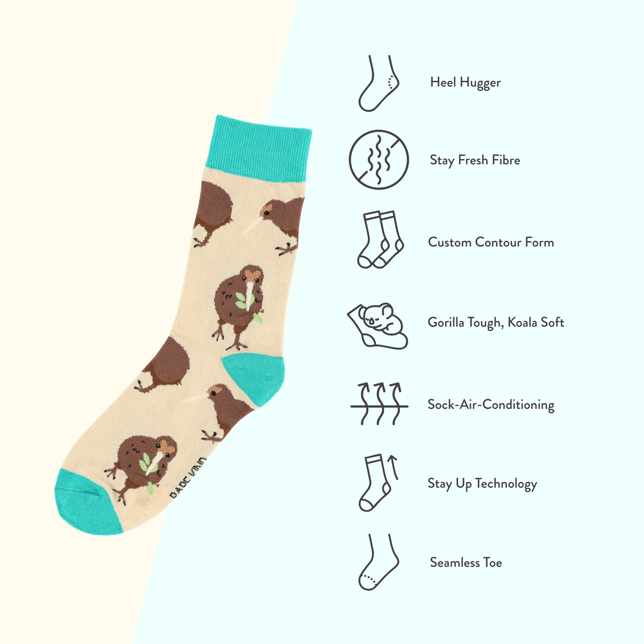 Kiwi Bamboo Socks | White New Zealand Bird Socks