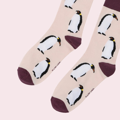 Emperor Penguin Bamboo Socks | Pink & Purple | Bare Kind