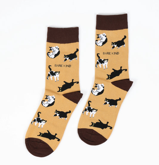 Brown Cats Socks | Bamboo Socks | Brown Socks