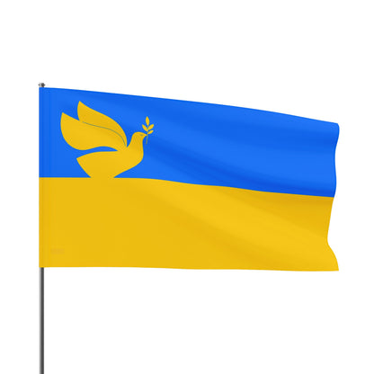 Ukrainian Flag with Dove of Peace. Proceeds to Ukrainian Aid. Single Sided