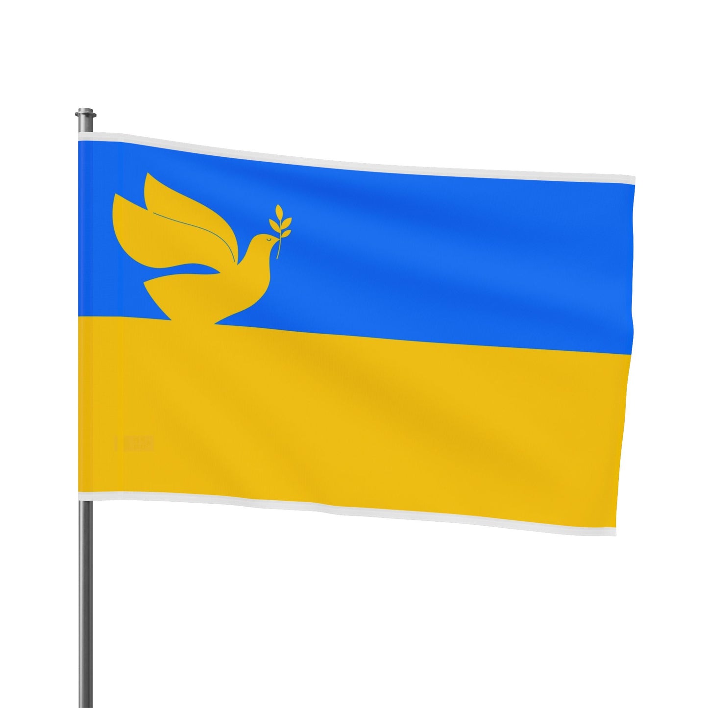 Ukrainian Flag with Dove of Peace. Proceeds to Ukrainian Aid. Single Sided
