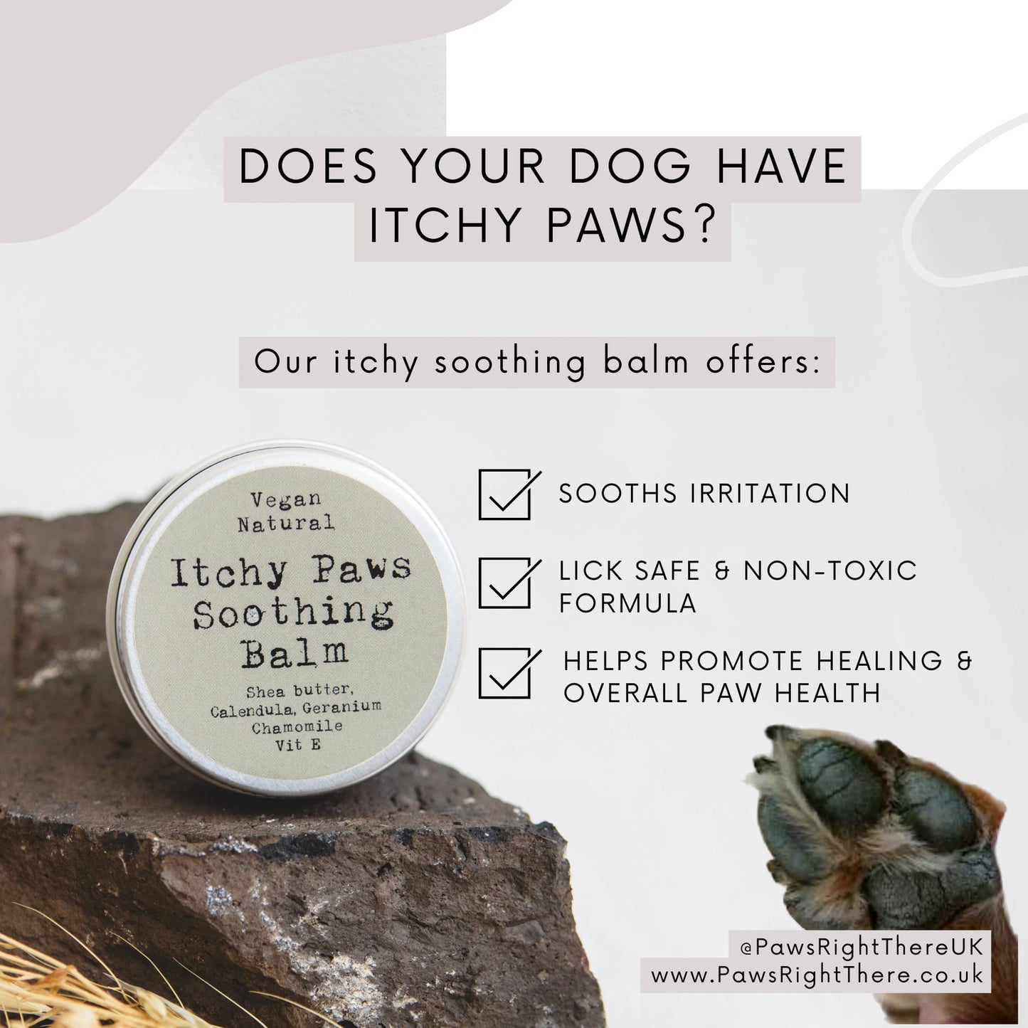Itchy Paws Dog Balm – Natural, Vegan, Lick-Safe, Soothing