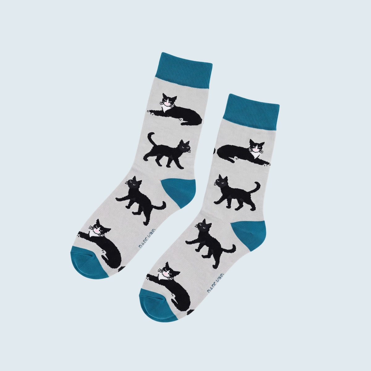 Cat Bamboo Socks | White & Blue | Bare Kind