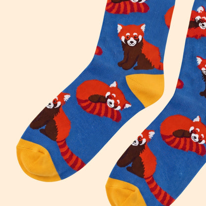 Red Panda Socks | Bamboo Socks | Blue Socks