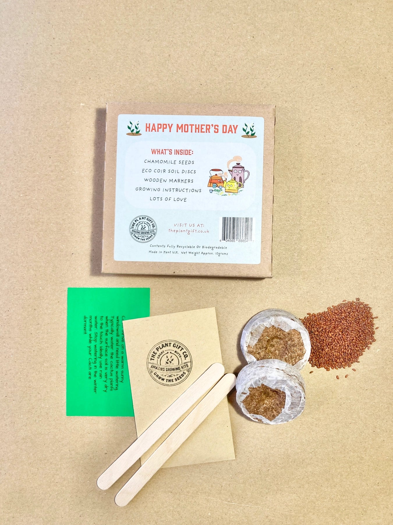 Happy Mother's Day. Chamomile Herbal Tea. Eco Mini Grow-Kit