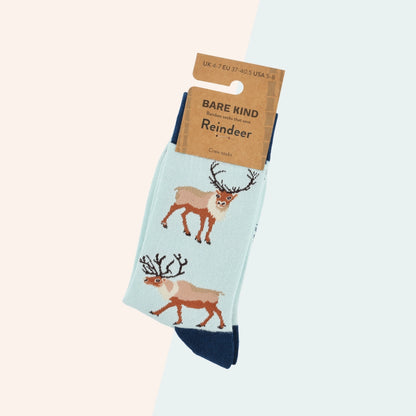 Reindeer Bamboo Socks | Blue | Bare Kind