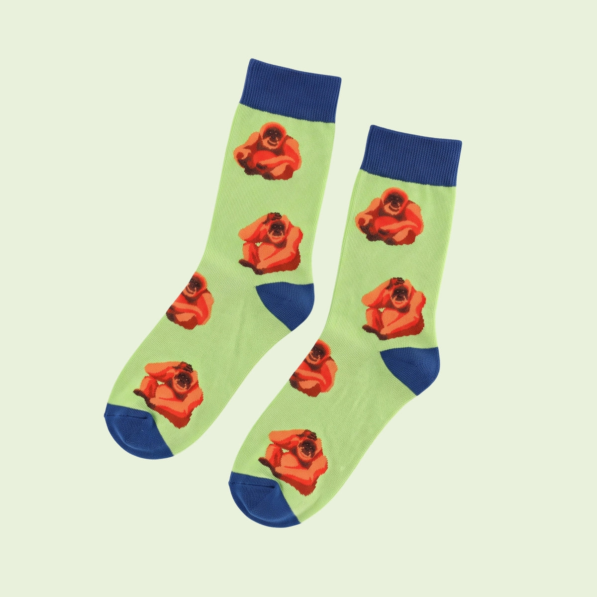 Sumatran Orangutan Socks | Bamboo Socks | Green Socks