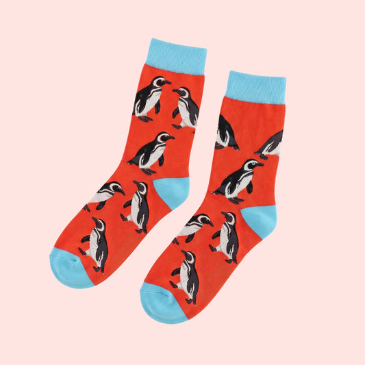 Humboldt Penguin Socks | Bamboo Socks | Orange Socks