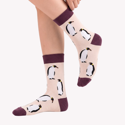 Emperor Penguin Bamboo Socks | Pink & Purple | Bare Kind