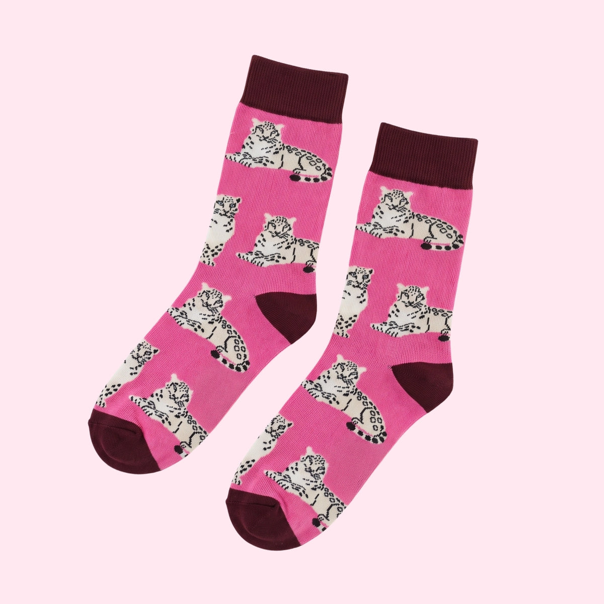 Snow Leopard Socks | Bamboo Socks | Pink Socks